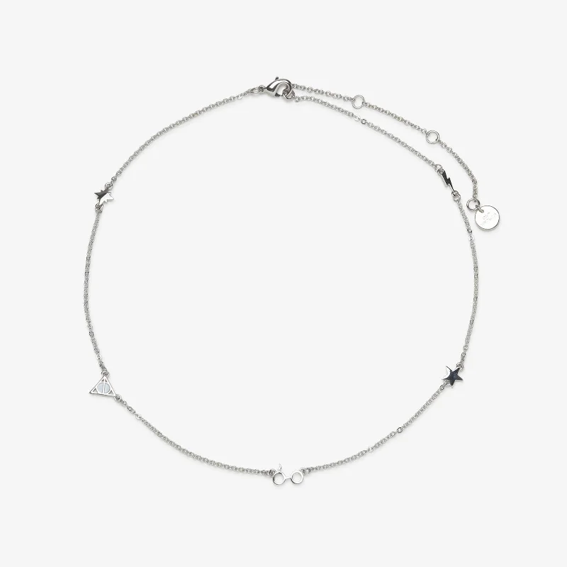 Silver Necklace with Colored Stones-Harry Potter™ Choker