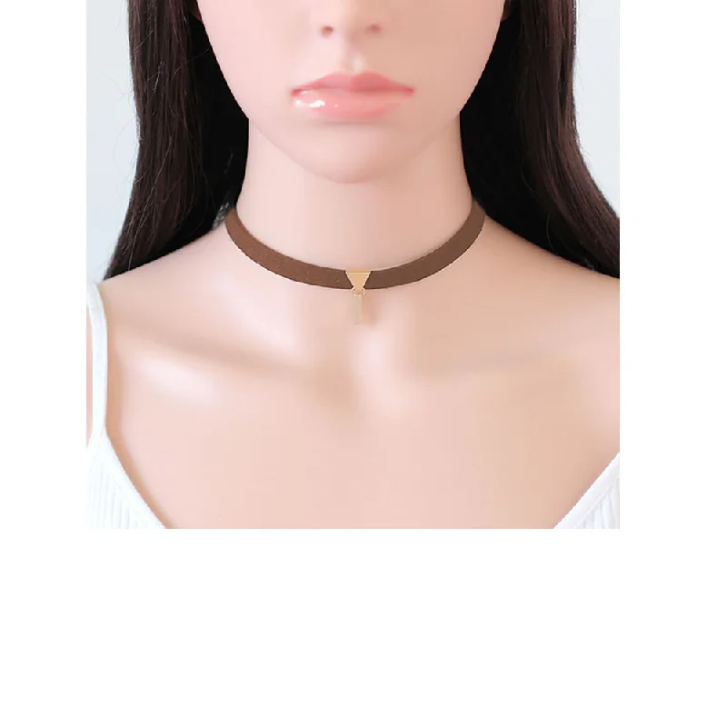 Unique Handmade Necklace-Sexy Sparkles Brown Velvet Choker Necklace for Women Girls Gothic Choker Bolo Tie Chokers