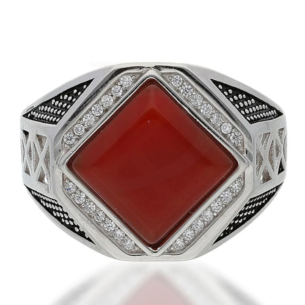 Antique Style Diamond Ring for Women-Sterling Silver 925 Men's Red Solitaire Ring - FKJRNSL2509