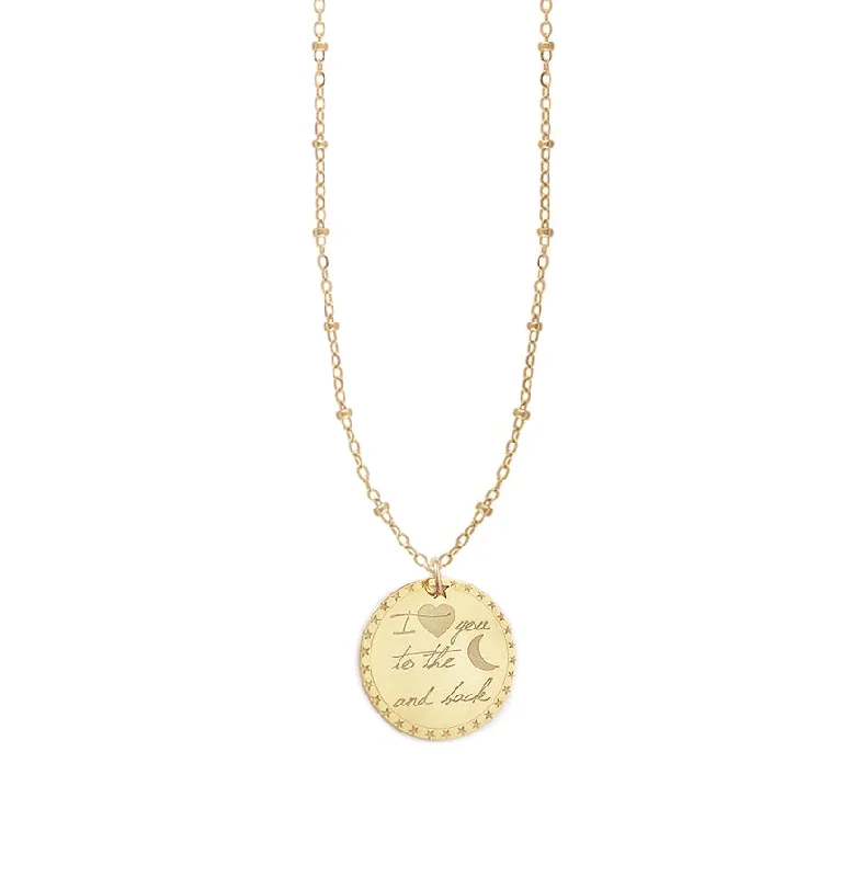 Gold Bar Necklace for Trendy Style-I Love You Medallion Necklace