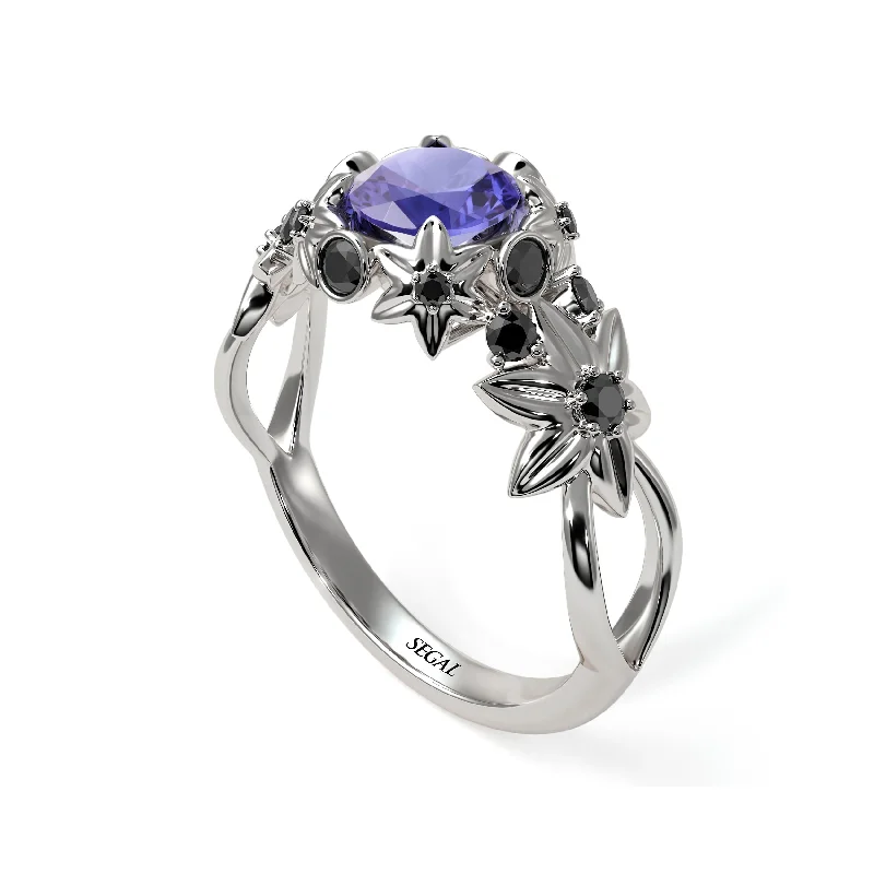 Stylish Wedding Ring Set for Couples-Flowers And Branches Tanzanite Ring - Katherine no. 206