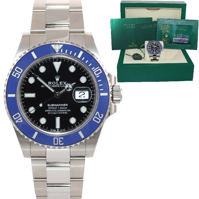 Classic Watches with Gold and Silver Design-2021 NEW PAPERS Rolex Submariner Blue Smurf 126619 White Gold Watch Box