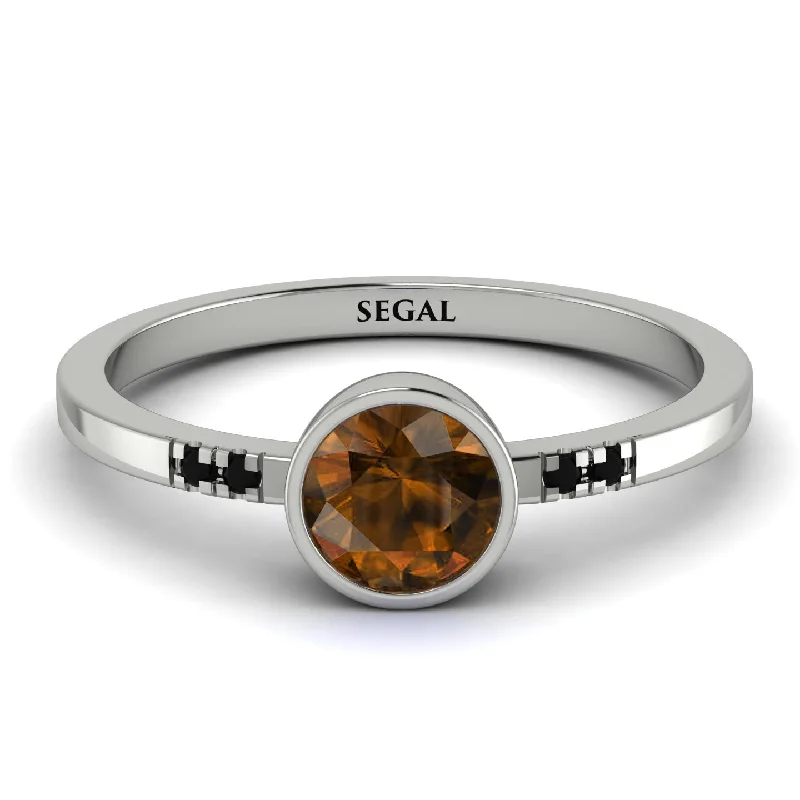 Personalized Gemstone Ring for Gifts-Bezel Minimalist Brown Diamond Ring - Kinsley No. 1106