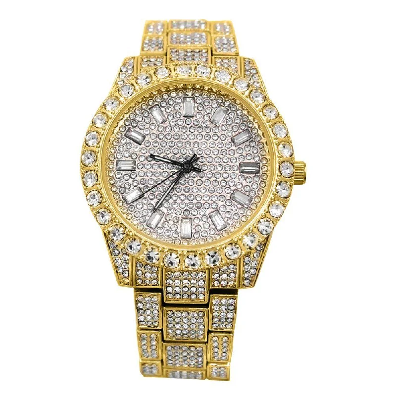 Stylish Watches with Multicolored Bands-Big Rocks Oyster Iced Out Bling Hip Hop Watch