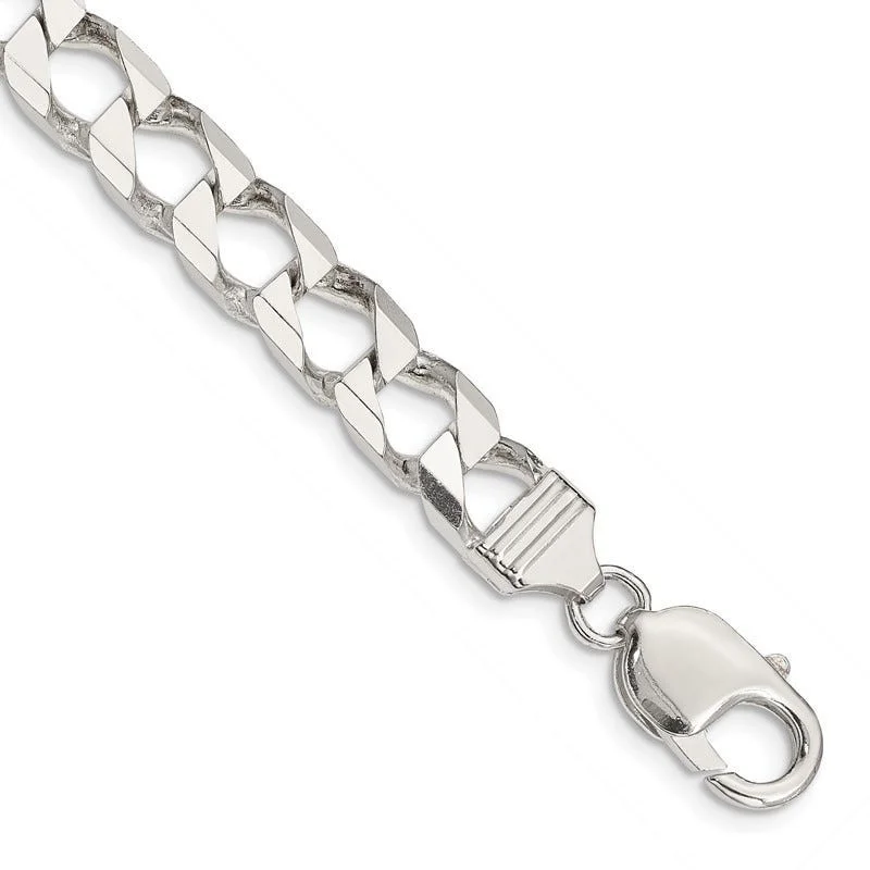 Classic Bracelets for Formal Occasions-Sterling Silver 6.75mm Flat Open Curb Chain Bracelet