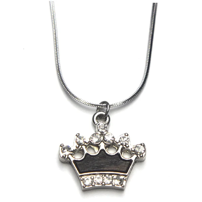 Dainty Chain Necklace for Elegant Look-Crown Necklace Silver