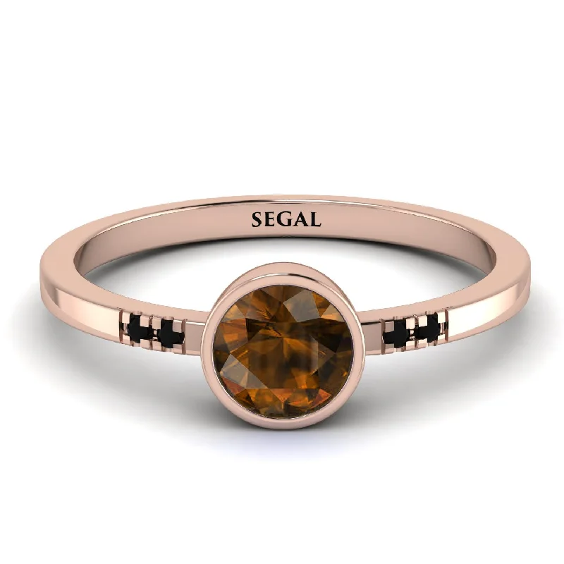 Wedding Ring with Custom Engraving-Bezel Minimalist Brown Diamond Ring - Kinsley No. 1105