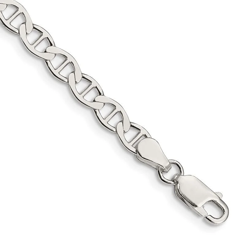 Stackable Bracelets for Fashion-Sterling Silver 4.75mm Flat Anchor Chain Bracelet