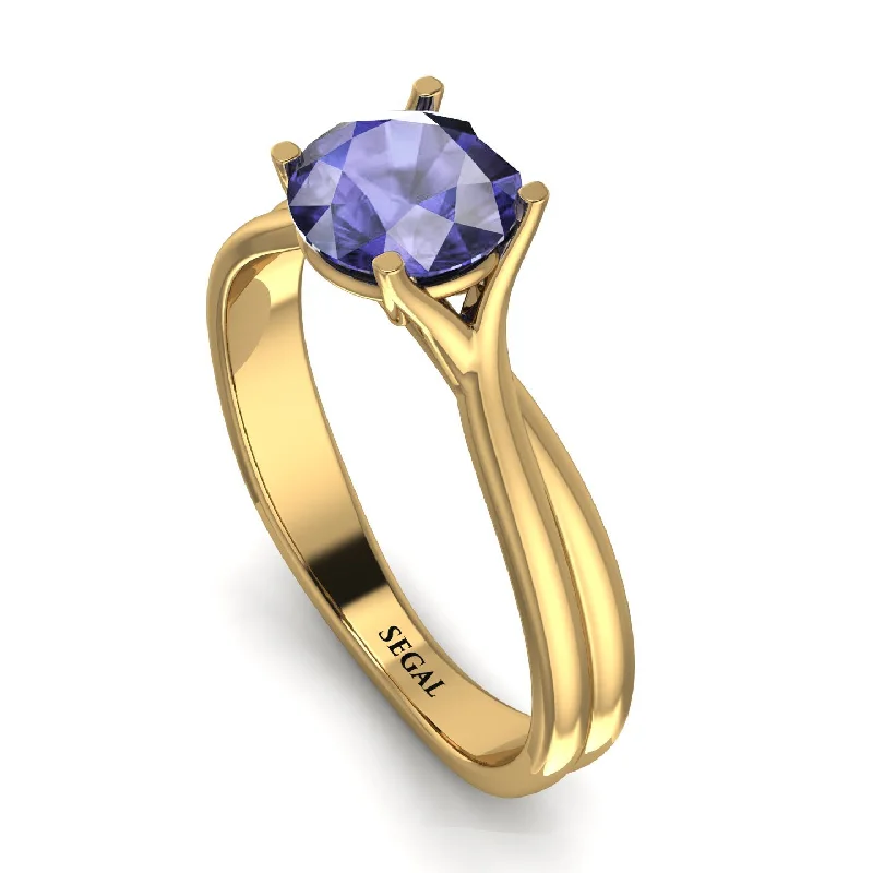 Rose Gold Wedding Ring Set-Solitaire Twist Shank Tanzanite Ring - Eleanor No. 201