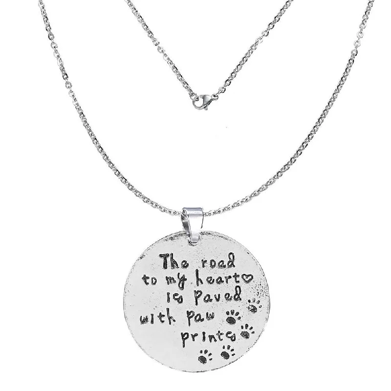 Beautiful Necklace for Evening Party-inch The road to my heart is paved with paw printesinch Memorial Necklace & Pendant for Your Lost ones Memorial Sympathy Gift