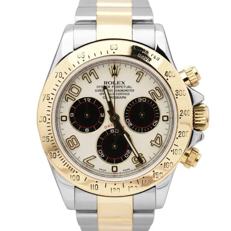 Bold Watches for Fashionable Men-Rolex Daytona Two-Tone PANDA IVORY DIAL 40mm 18K Yellow Gold Steel 116523 Watch