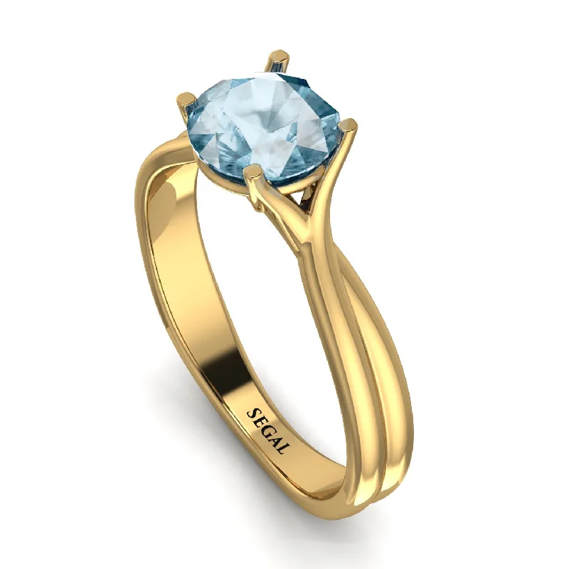 Personalized Birthstone Ring for Mom-Solitaire Twist Shank Aquamarine Ring - Eleanor No. 401