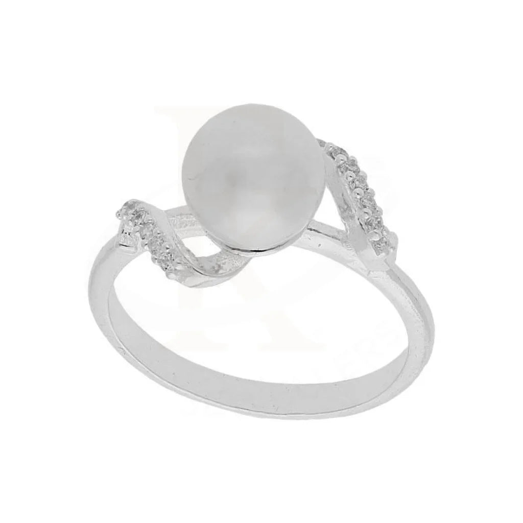 Classic Silver Ring for Casual Wear-Sterling Silver 925 Pearl Ring - FKJRNSL3687