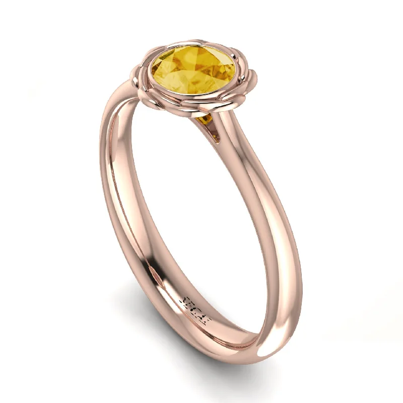 Custom Engagement Ring with Diamonds-Solitaire Minimalist Citrine Ring - Eden No. 602