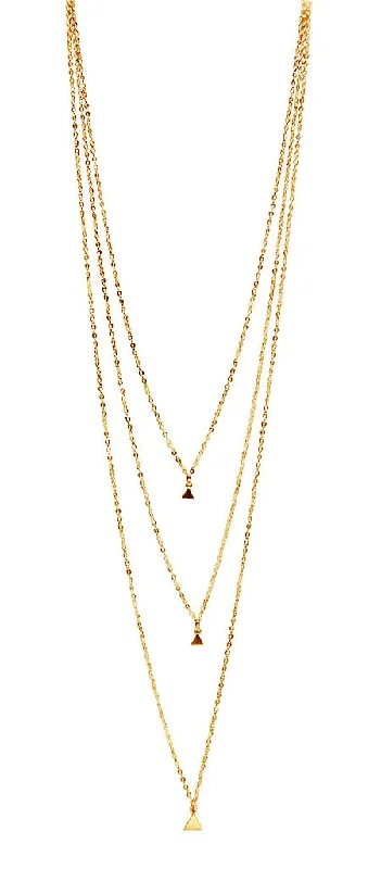 Elegant Chain Necklace for Weddings-Triple Triangle Necklace