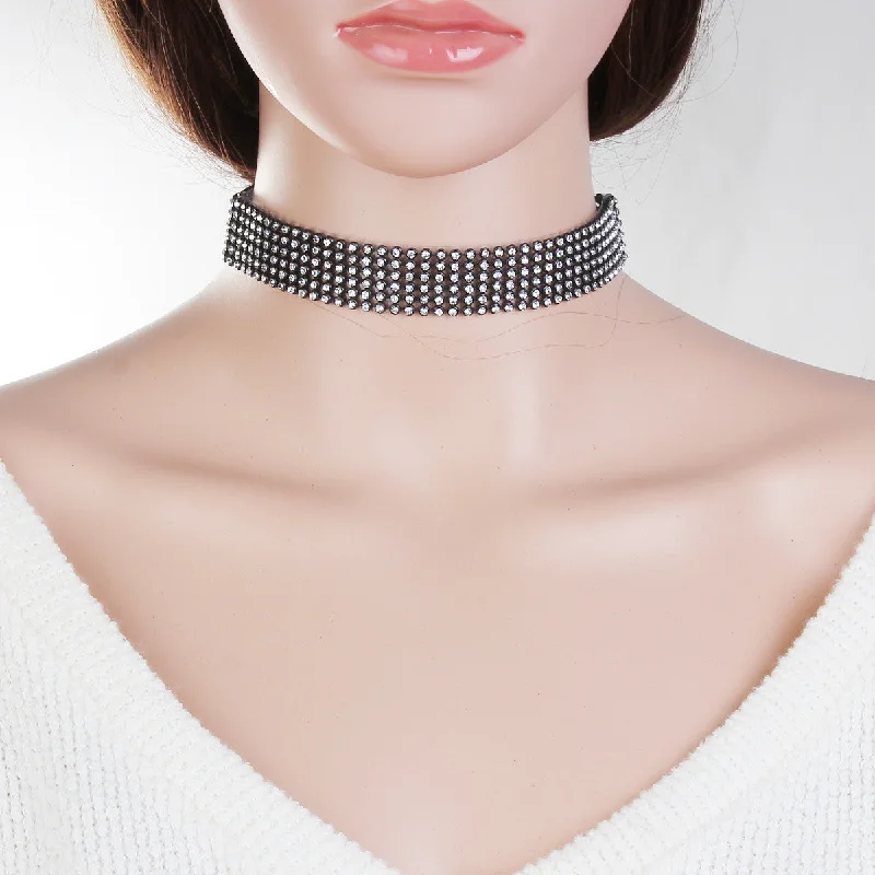 Stylish Gem Necklace for Women-Sexy Sparkles Choker Necklaces for Women Girls Rhinestones bridal style