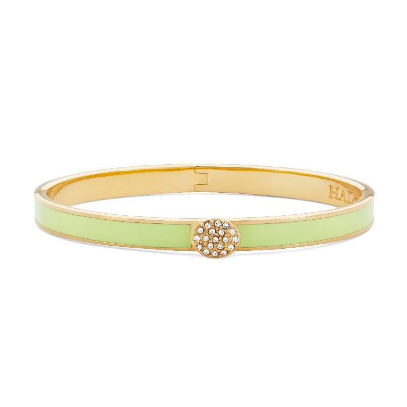 Elegant Bangle Bracelets for Wedding Wear-Skinny Pave Button Meadow & Gold Bangle