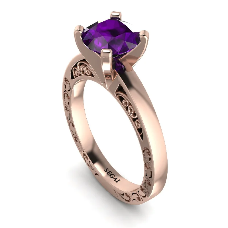 Solitaire Diamond Ring-Vintage Solitaire Amethyst Ring - Vera No. 302