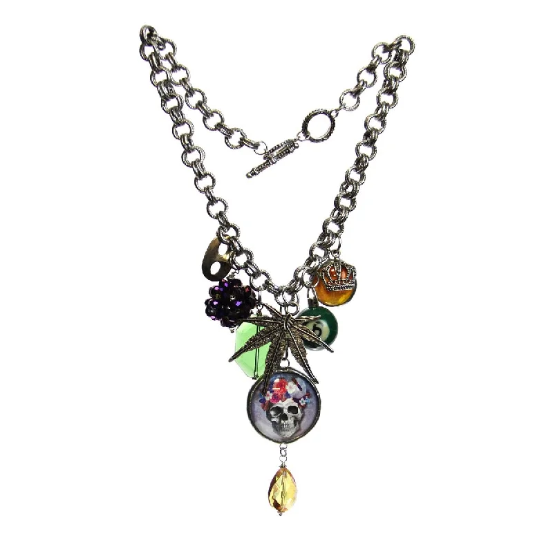 Simple Silver Chain Necklace-Amy Labbe Mardi Gras Necklace-Skull