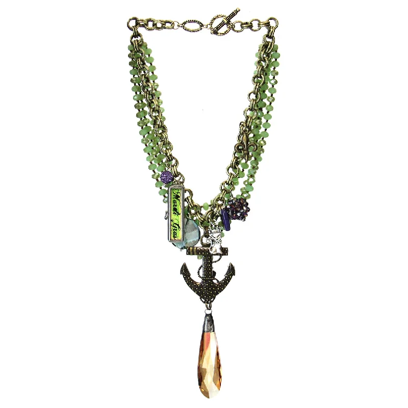 Gold Chain Necklace for Women-Amy Labbe Mardi Gras Necklace-Anchor Topaz Pendant