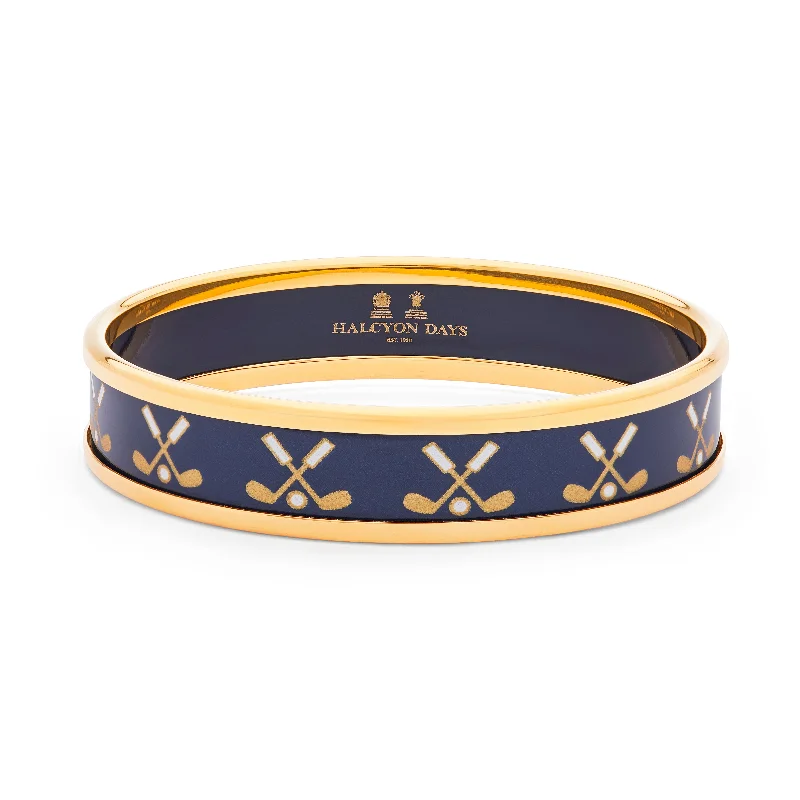 Dazzling Silver Bangles for Bridal Look-Golf Club Navy & Gold Enamel Bangle