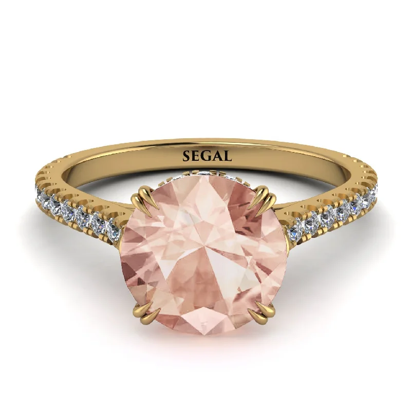 Luxury Gold Ring for Anniversary-Hidden Diamond Double Cat Claw Prongs Morganite Ring - Hazel No. 901