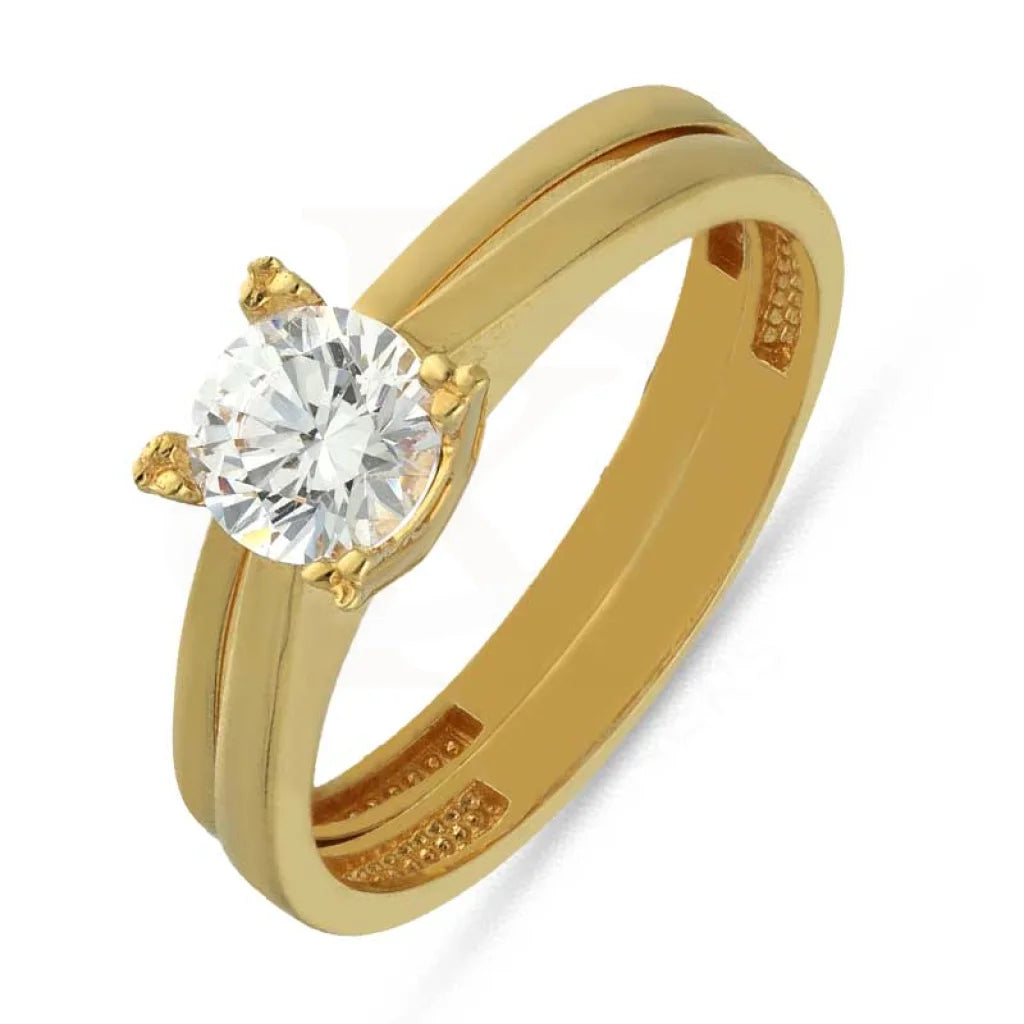 Beautiful Wedding Band for Women-Gold Solitaire Twin Ring 18KT - FKJRN18K3856