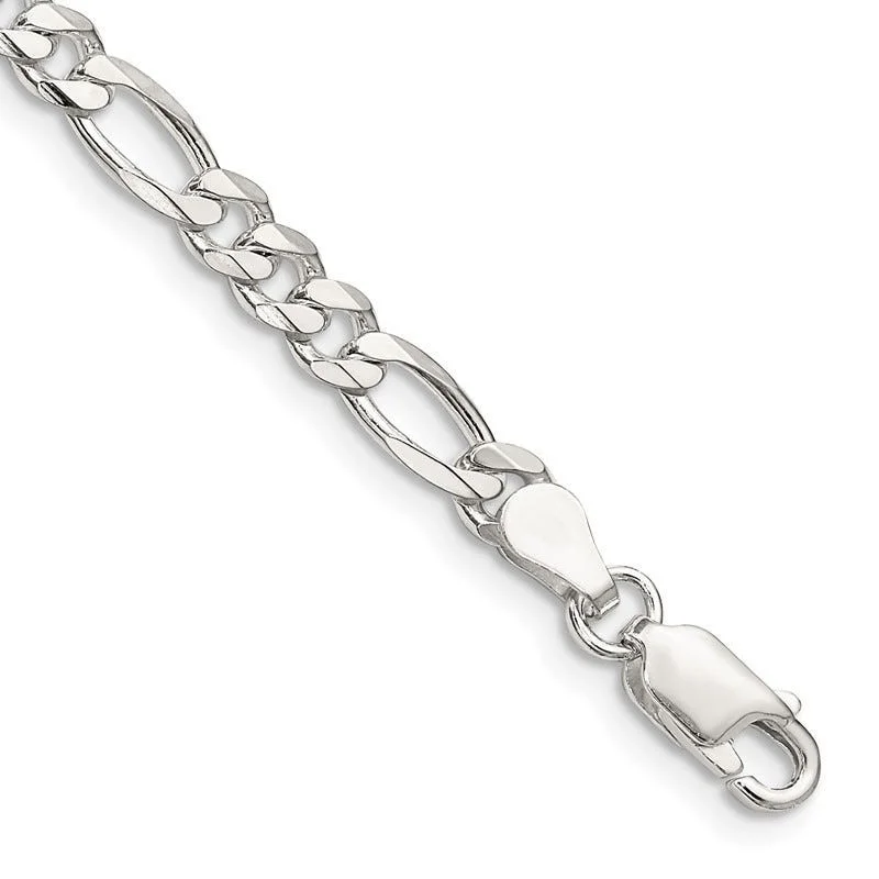 Silver Chain Bracelet for Casual Wear-Sterling Silver 4.5mm Figaro Chain Bracelet