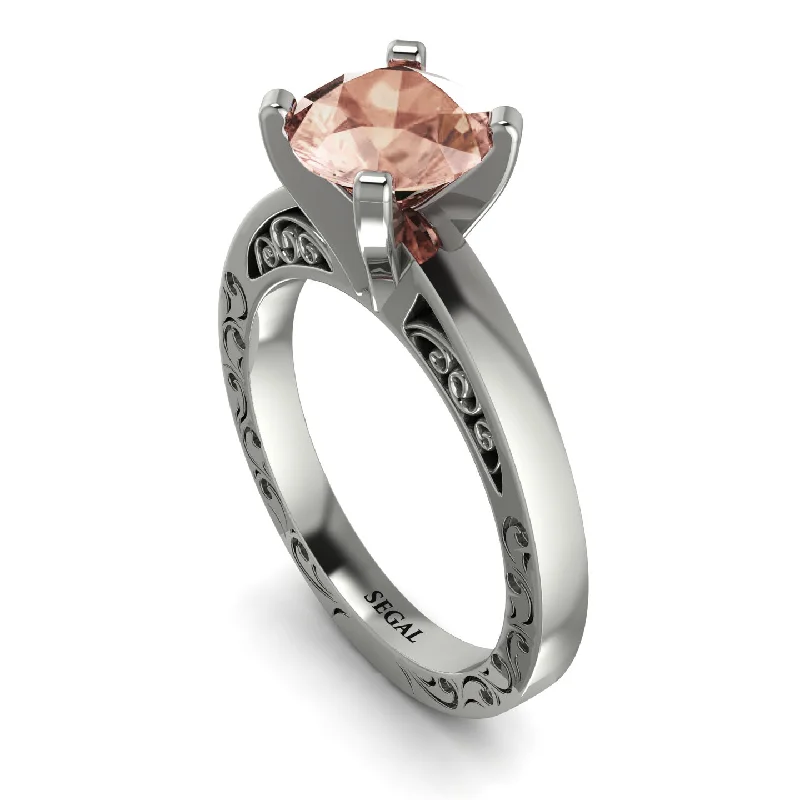 Elegant Engagement Ring with Diamond Accents-Vintage Solitaire Morganite Ring - Vera No. 903