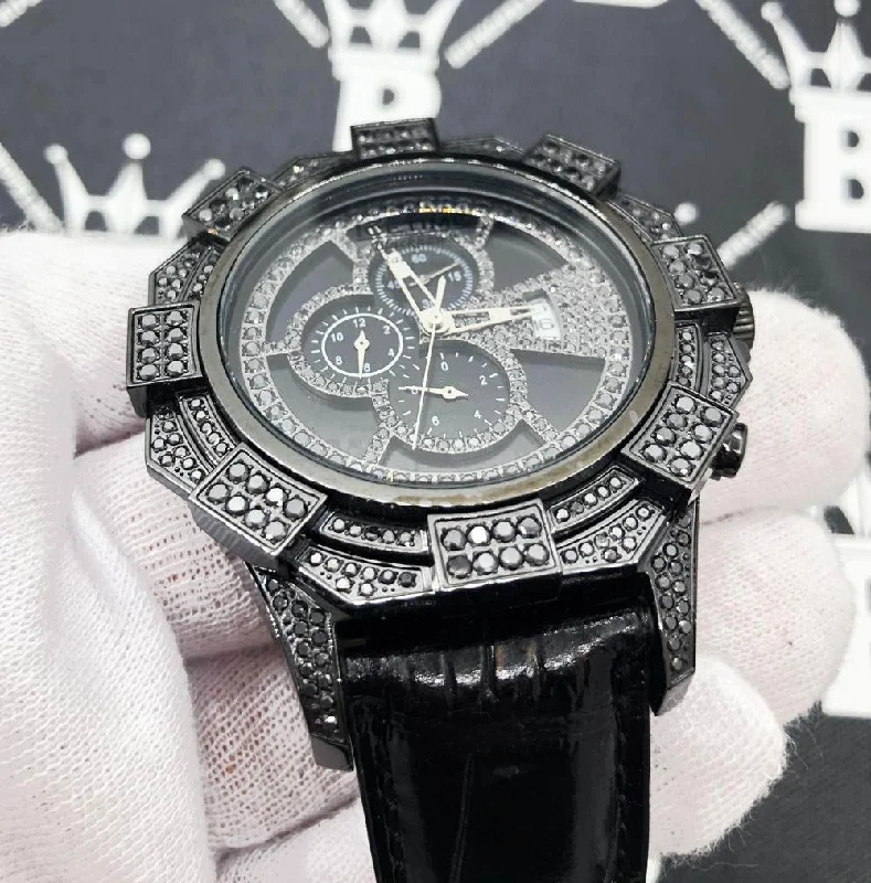 Luxury Watches with Diamond Markers-Ice Time Blackhawk 3.50cttw Black Diamond Watch