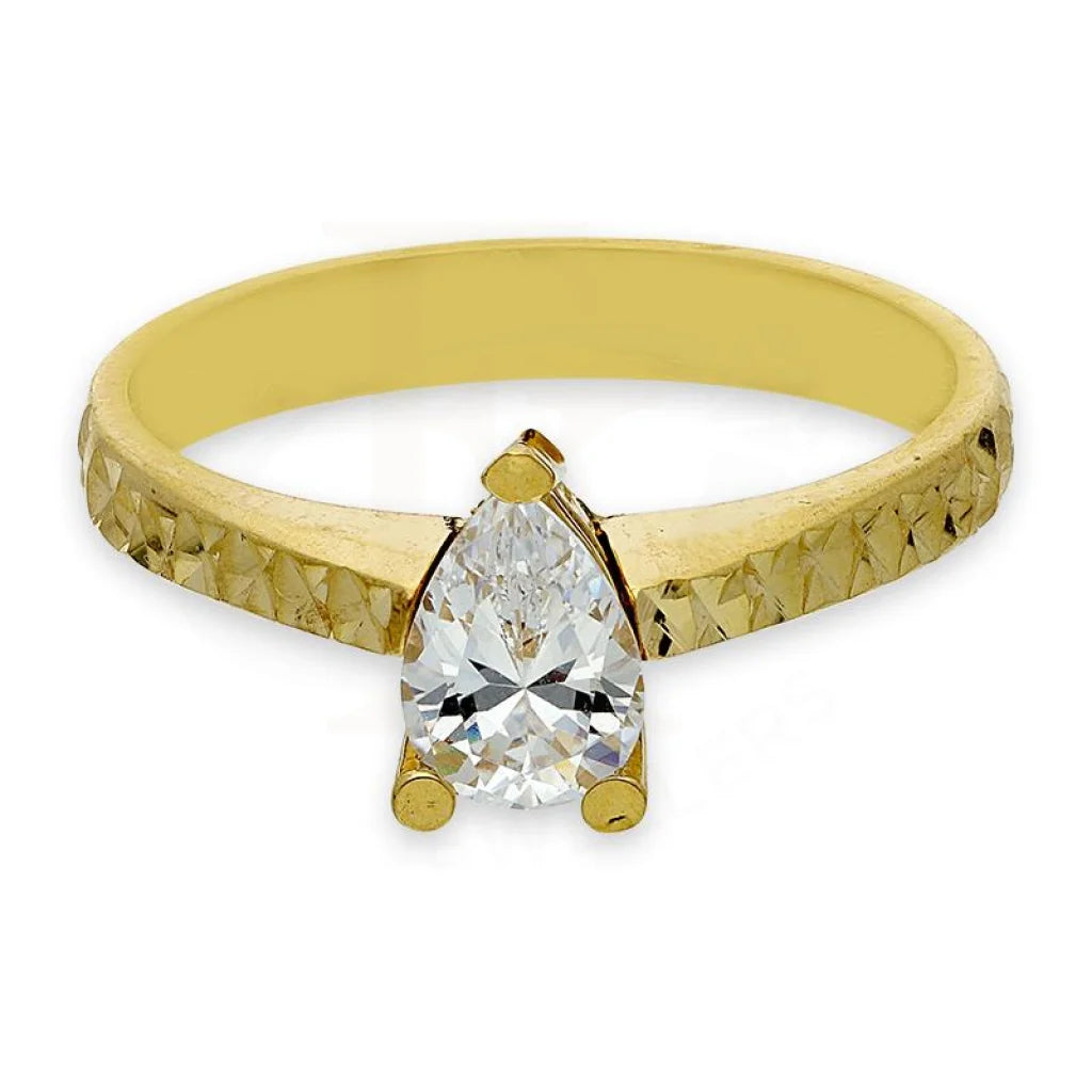 Beautiful Gemstone Engagement Ring-Gold Pear Solitaire Ring 18KT - FKJRN18K2878