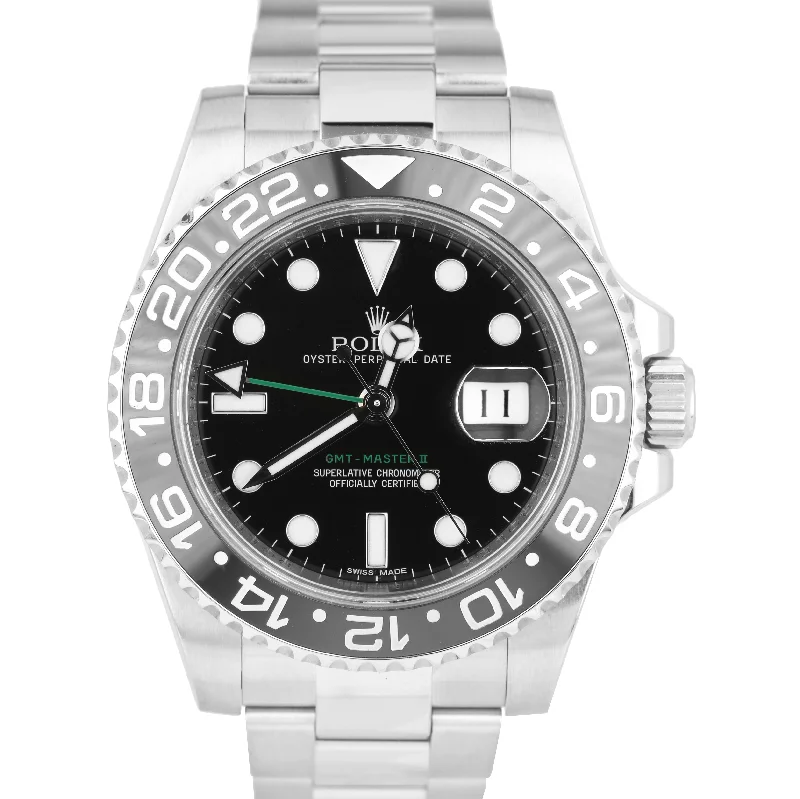 Sports Watches for Women with GPS-DISCONTINUED Rolex GMT-Master II Stainless Steel Black 40mm Ceramic 116710 Watch