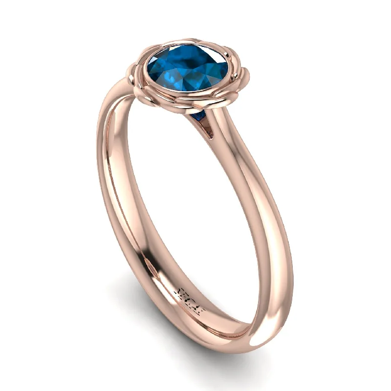 Silver Men’s Ring with Design-Solitaire Minimalist Blue Topaz Ring - Eden No. 502