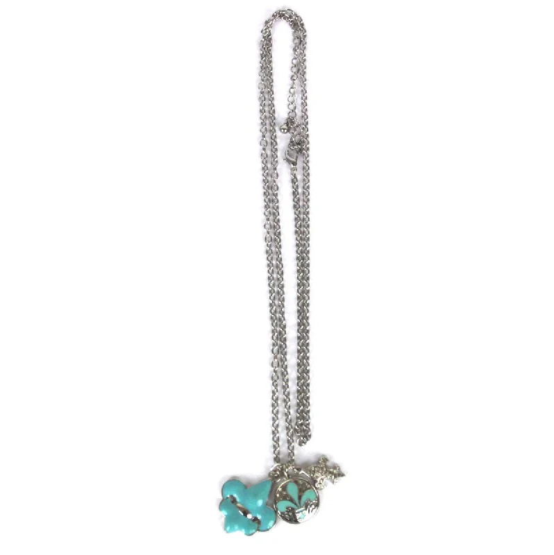 Classic Choker Necklace for Women-Fleur De Lis Charm Necklace Blue