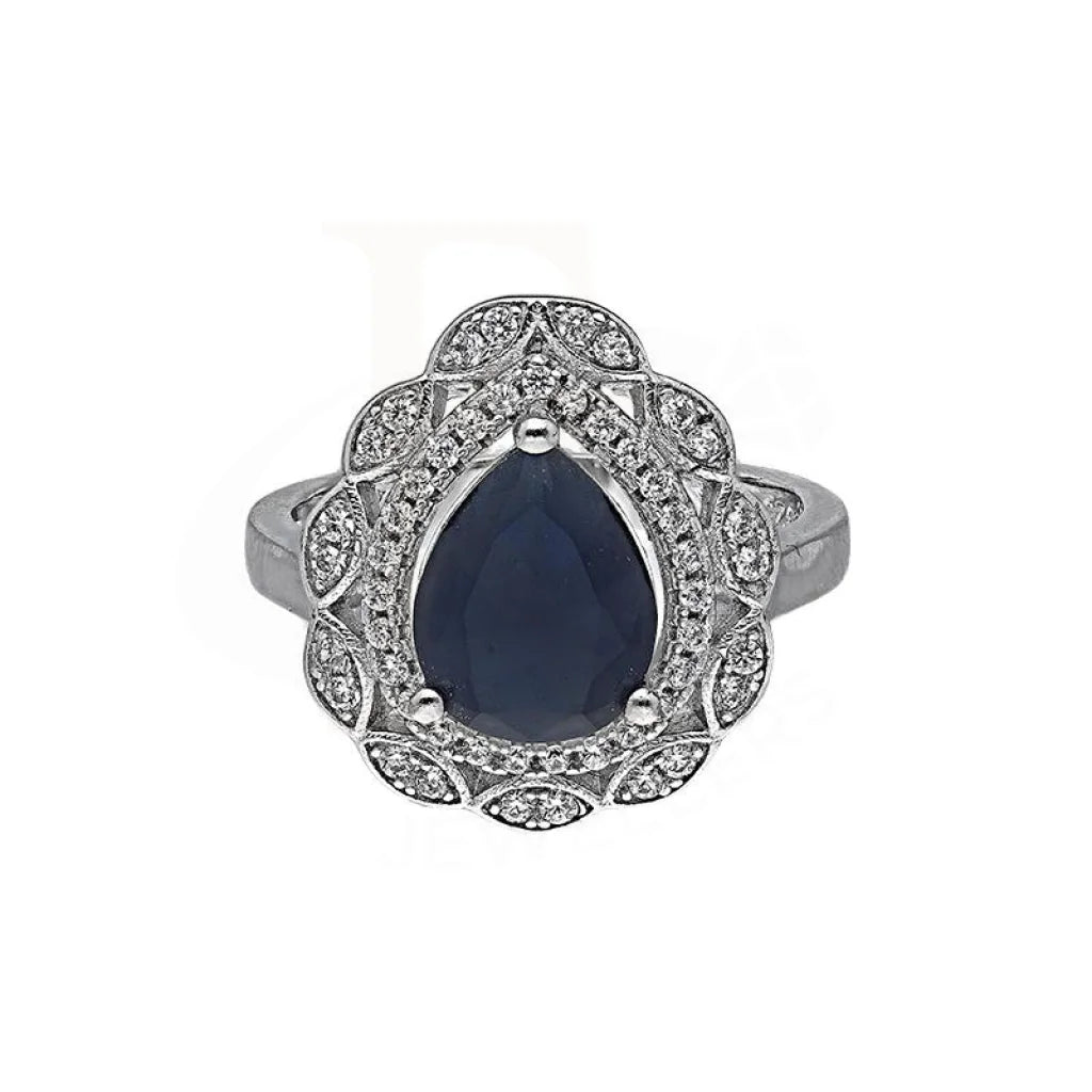 Unique Promise Ring for Her-Sterling Silver 925 Blue Pear Shaped Solitaire Ring - FKJRNSL3514