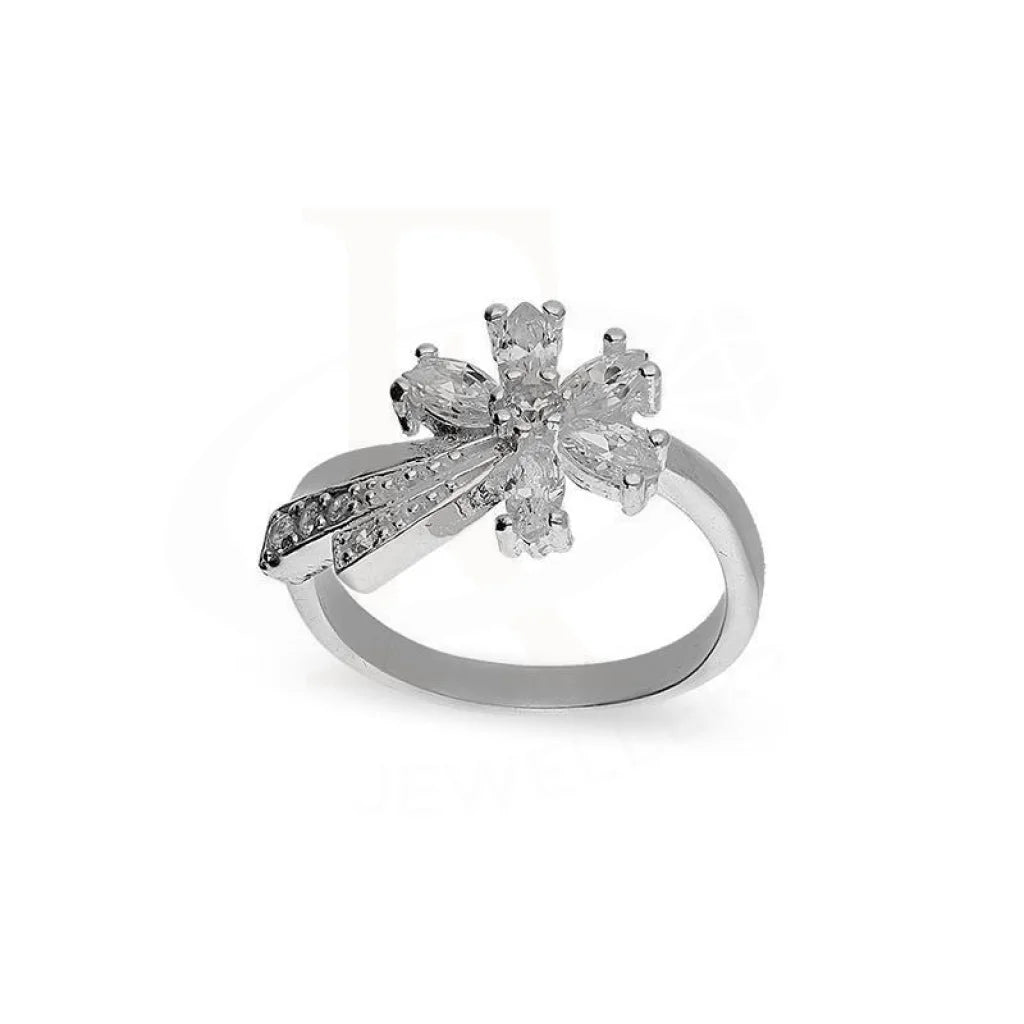 Elegant Diamond Ring for Engagement-Sterling Silver 925 Flower Shaped Ring - FKJRNSL3691