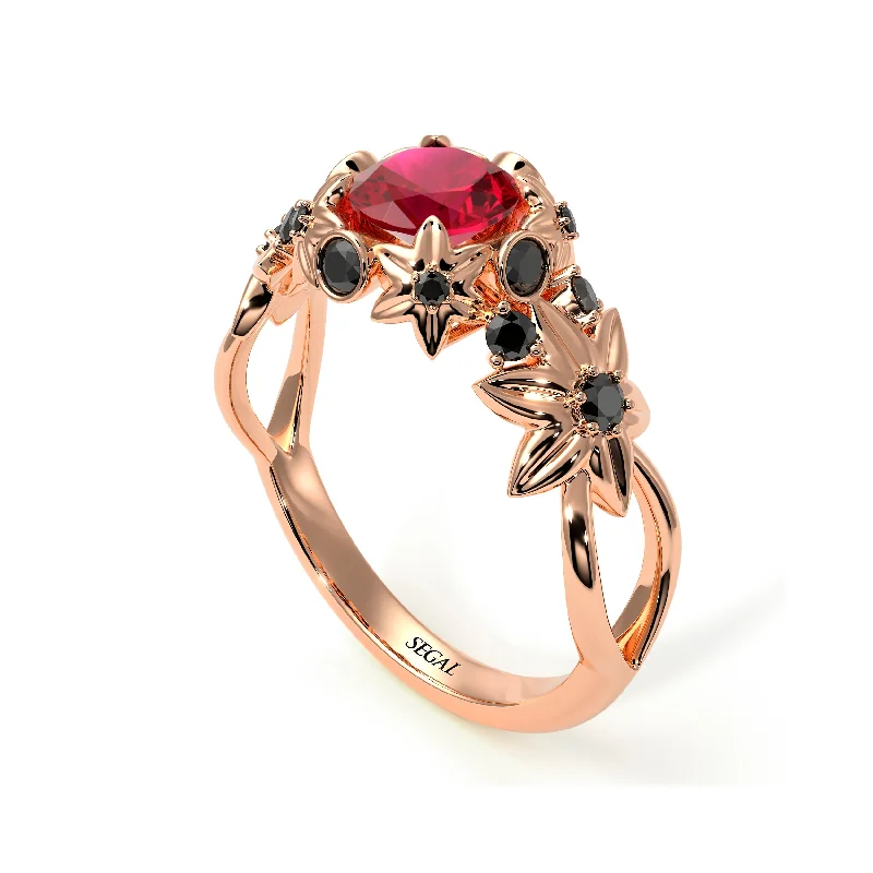 Handmade Gold Ring for Gifts-Flowers And Branches Ruby Ring - Katherine no. 41