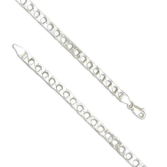 Gemstone Necklace for Evening Wear-51cm Square Curb Chain Necklace - Sterling Silver