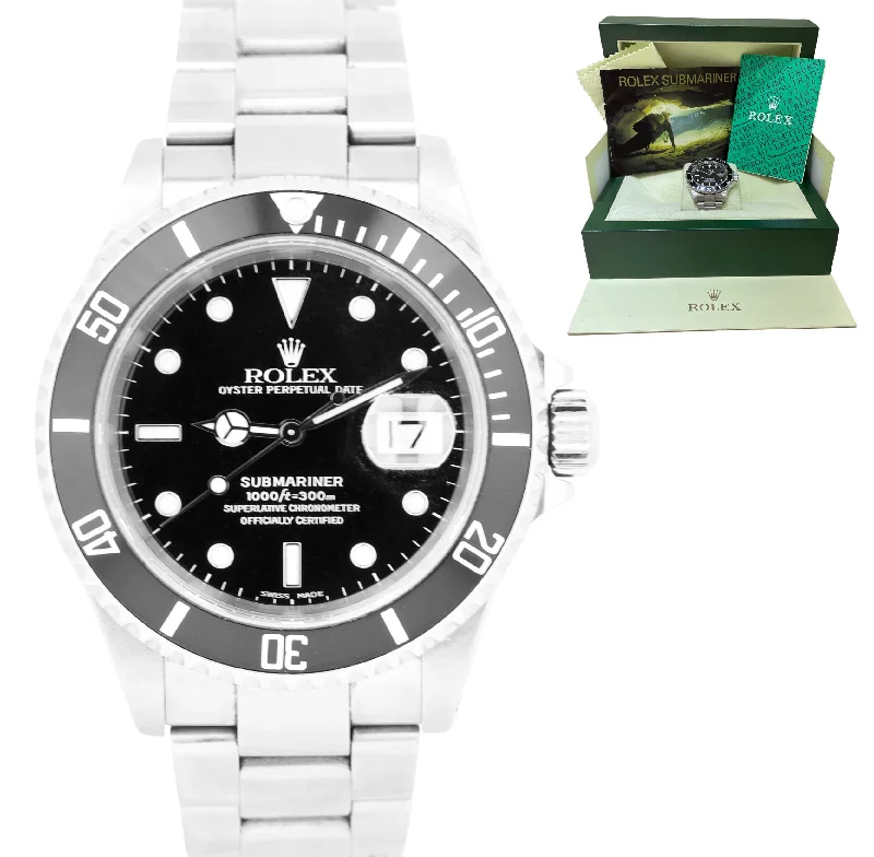 Titanium Smart Watches for Men-UNPOL. Rolex Submariner Date Stainless Steel 40mm Black Oyster Watch 16610 BOX