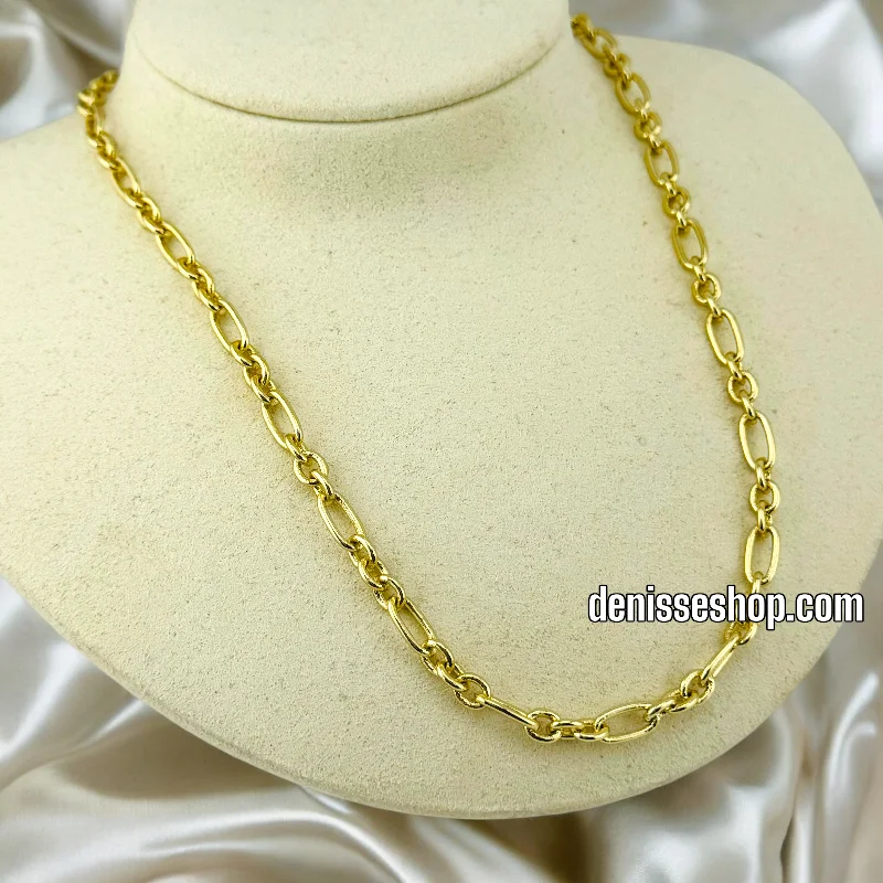 Gold Plated Necklace for Brides-14K WOMEN/LONG LINK CHAIN NECKLACE 18” CH032