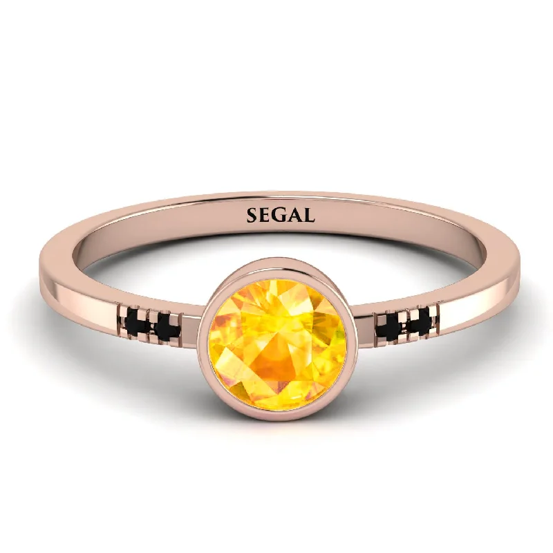 Stylish Gold Ring for Special Occasions-Bezel Minimalist Yellow Diamond Ring - Kinsley No. 1005