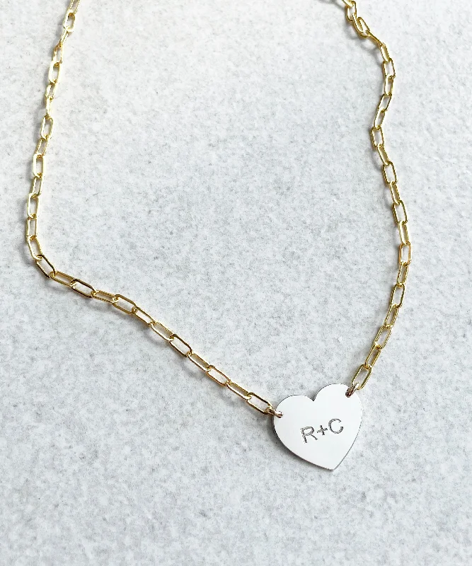 Unique Gemstone Necklace for Special Occasions-Dov Personalized Heart Necklace