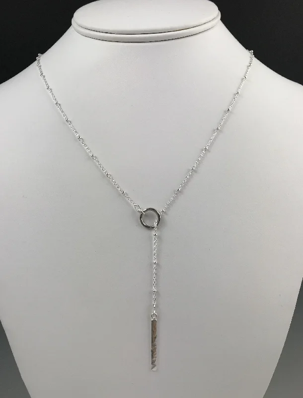 Layered Necklace for Fashion-Silver Circle Lariat Necklace