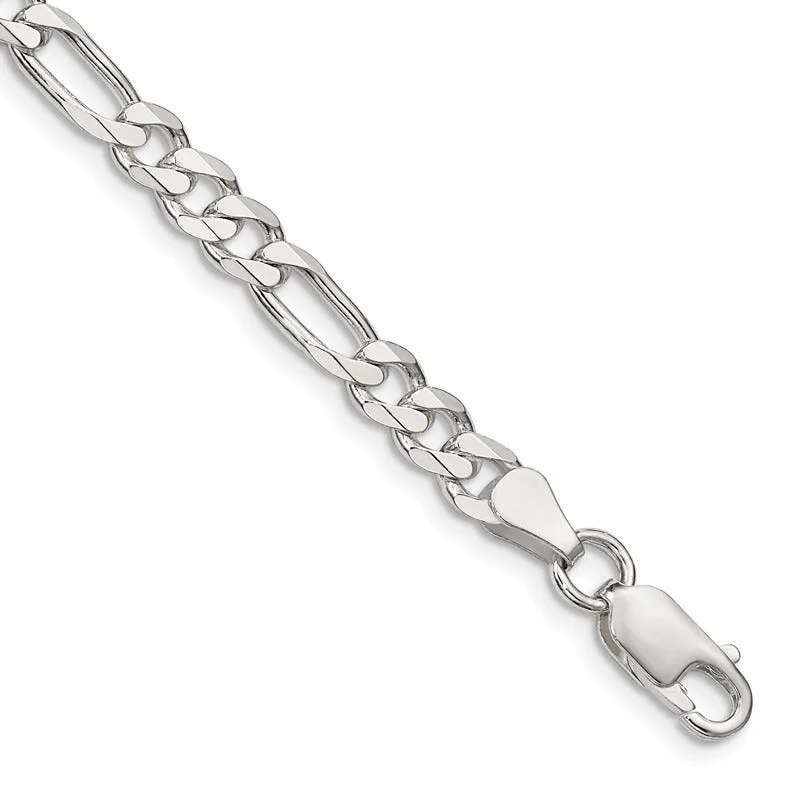 Custom Charm Bracelet for Women-Sterling Silver 5.5mm Figaro Chain Bracelet