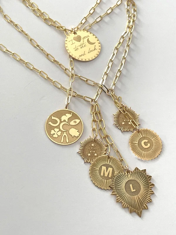 Simple Gold Necklace for Daily Wear-Vesta Custom Three Medallion Lariat