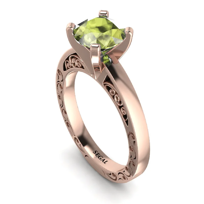 Luxury Gold Ring for Anniversary-Vintage Solitaire Peridot Ring - Vera No. 702