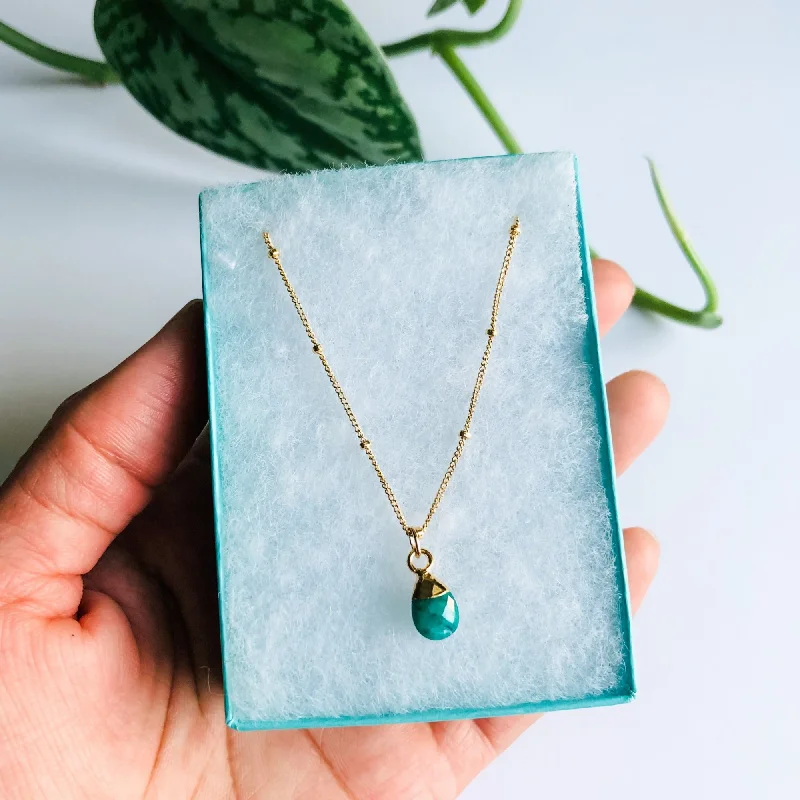 Necklaces with Initials-Raw Emerald and Gold Necklace