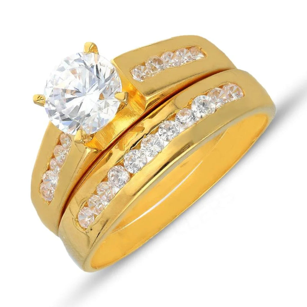 Matching Wedding Rings for Couples-Gold Solitaire Twins Ring 18KT - FKJRN18K3048