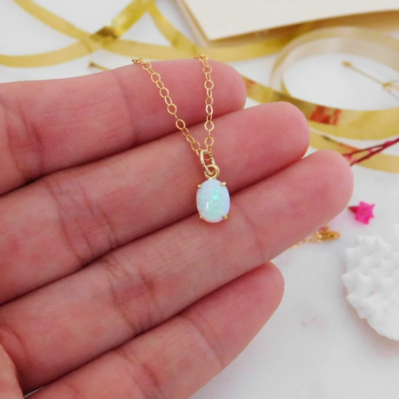 Gold Plated Necklace for Brides-Kehlani Opal Necklace • 14k Gold Filled Necklace