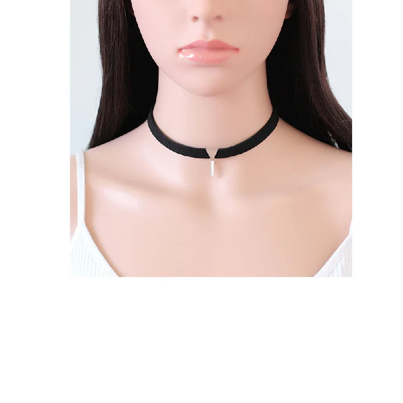 Necklaces with Initials-Sexy Sparkles Black Velvet Choker Necklace for Women Girls Gothic Choker Bolo Tie Chokers